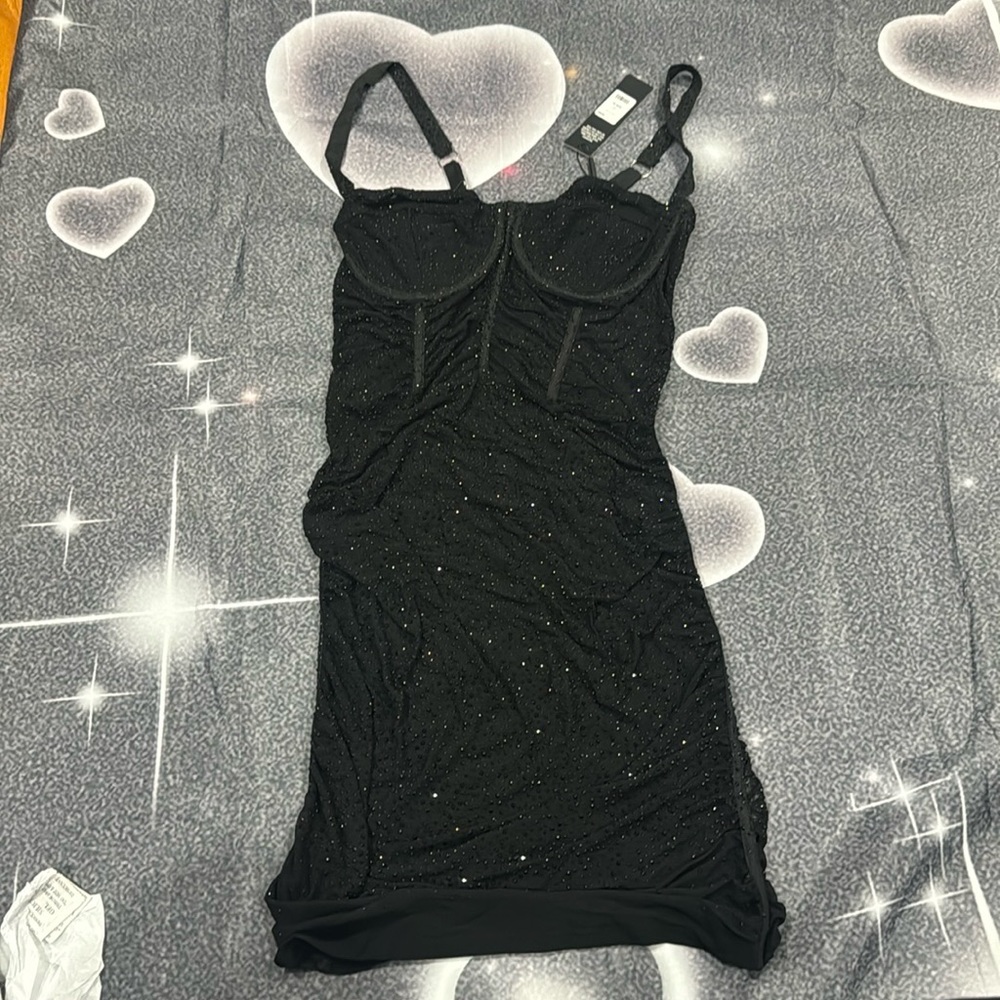 Luscious Looks Embellished Mesh Mini Dress